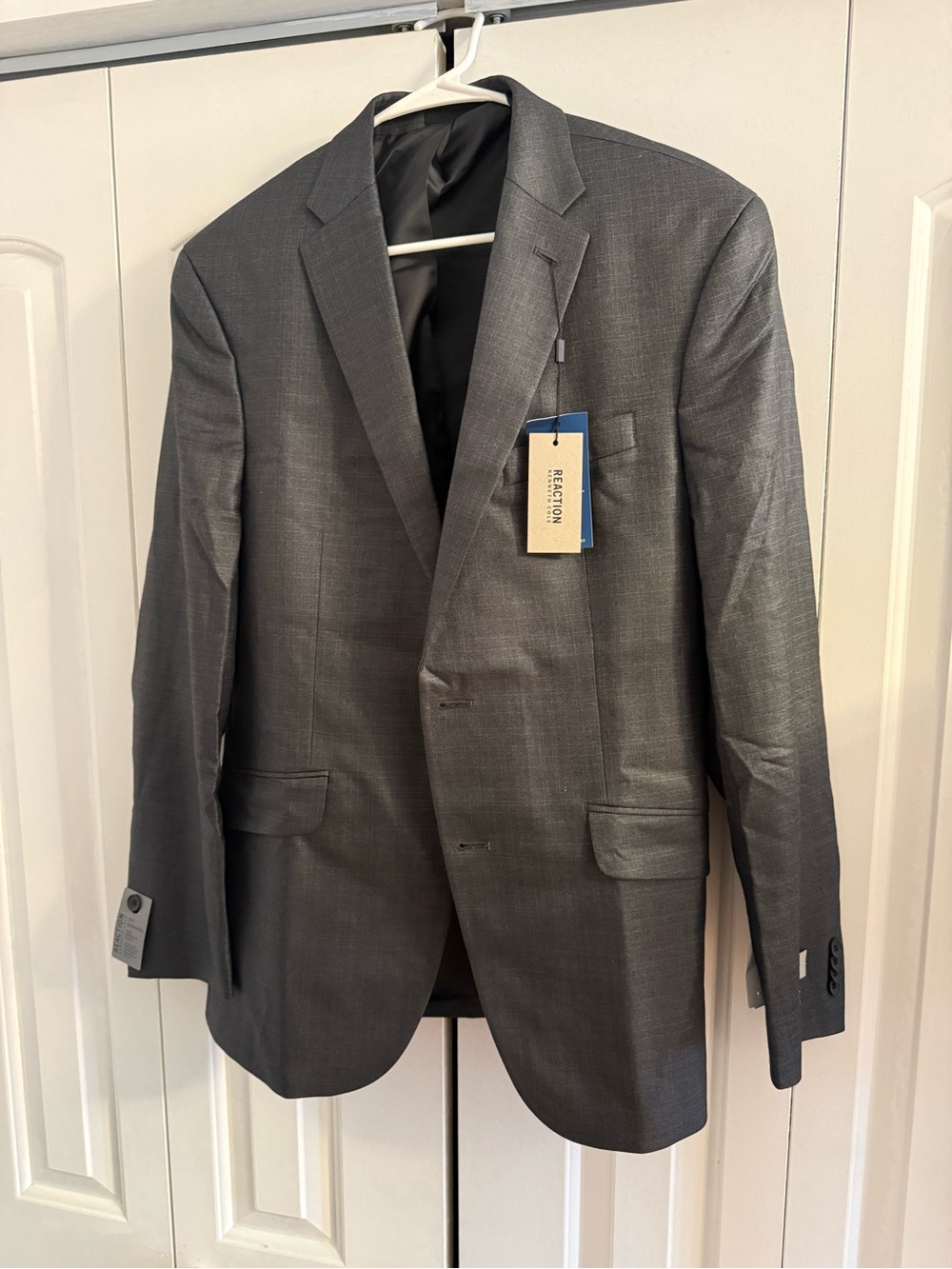 Kenneth Cole Reaction Flex Suit Jacket NWT 40Reg, Technicole Gray Poly/Rayon